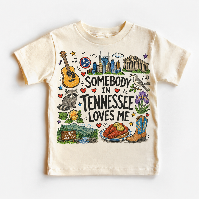 Somebody in Tennessee Loves Me Shirt, Kids State Love Tee, Nashville Smoky Mountains Gift