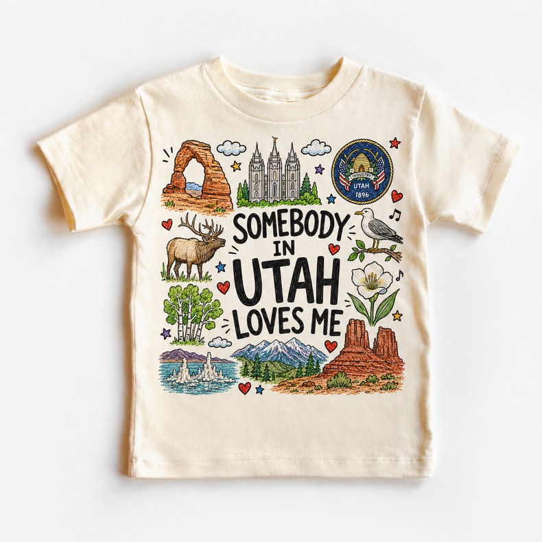 Somebody in Utah Loves Me Shirt, Kids Utah Gift, State Pride Toddler Tee, Souvenir