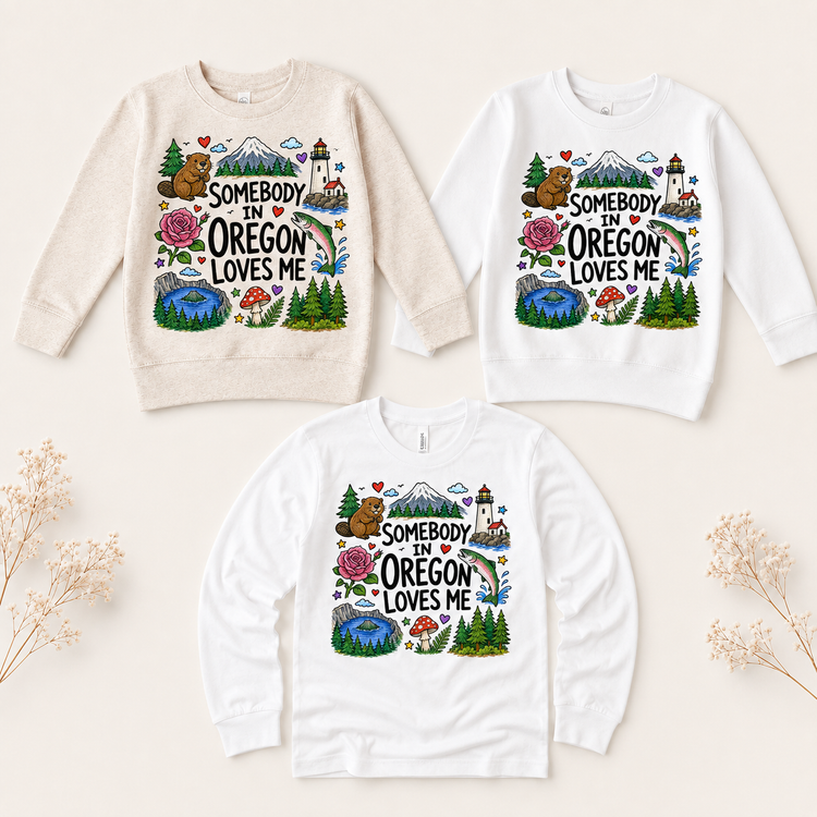 Somebody in Oregon Loves Me Kids T-Shirt – Oregon State Pride Graphic Tee