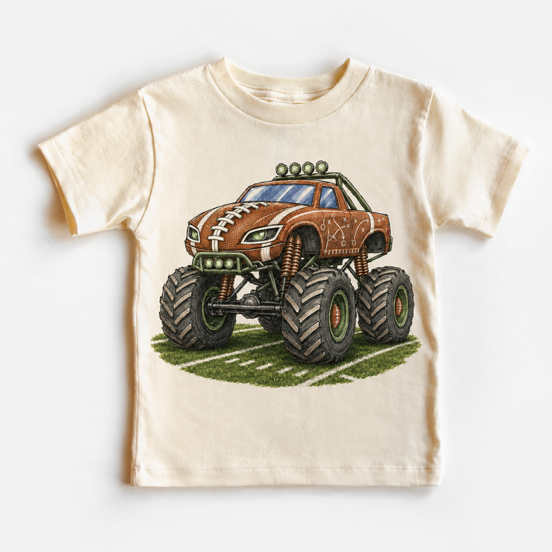 Football Monster Truck Shirt, Boys Game Day Tee, Kids Sports Vehicle T-Shirt