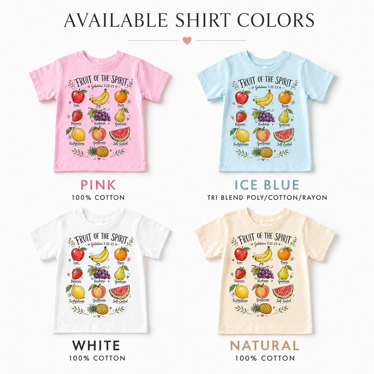Fruit of the Spirit Shirt, Galatians 5:22-23 Christian Kids Bible Verse Tee