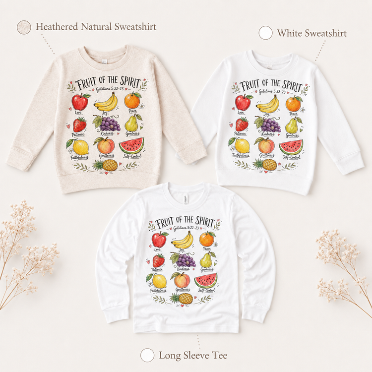Fruit of the Spirit Shirt, Galatians 5:22-23 Christian Kids Bible Verse Tee