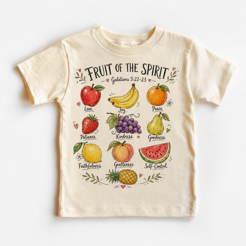 Fruit of the Spirit Shirt, Galatians 5:22-23 Christian Kids Bible Verse Tee