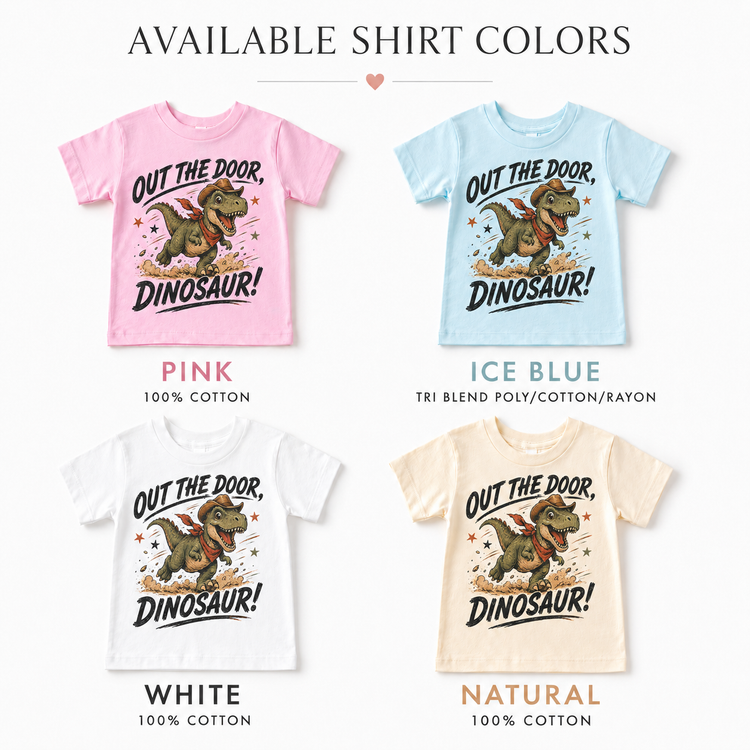 Out the Door Dinosaur Shirt, Cowboy T-Rex Western Graphic Tee, Funny Rodeo T-Shirt