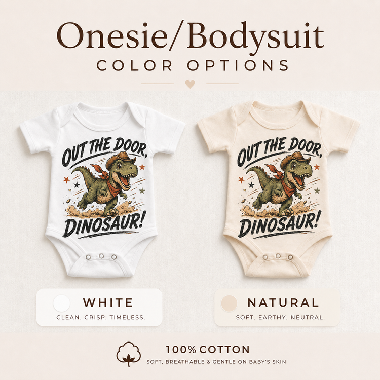 Out the Door Dinosaur Shirt, Cowboy T-Rex Western Graphic Tee, Funny Rodeo T-Shirt