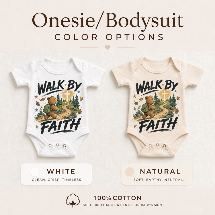 Walk By Faith Kids Shirt, Christian Bear Hiking Tee, Outdoor Religious Toddler Gift