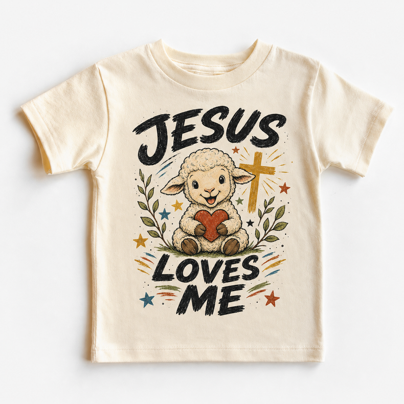 Jesus Loves Me Kids Shirt, Christian Lamb Tee, Faith Toddler T-Shirt, Sunday School Gift