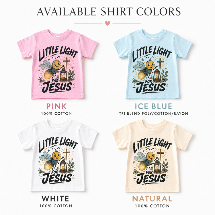 Little Light for Jesus Kids Shirt, Christian Firefly Tee, Faith Toddler T-Shirt, Religious Gift