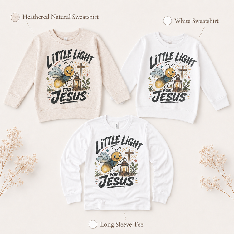Little Light for Jesus Kids Shirt, Christian Firefly Tee, Faith Toddler T-Shirt, Religious Gift