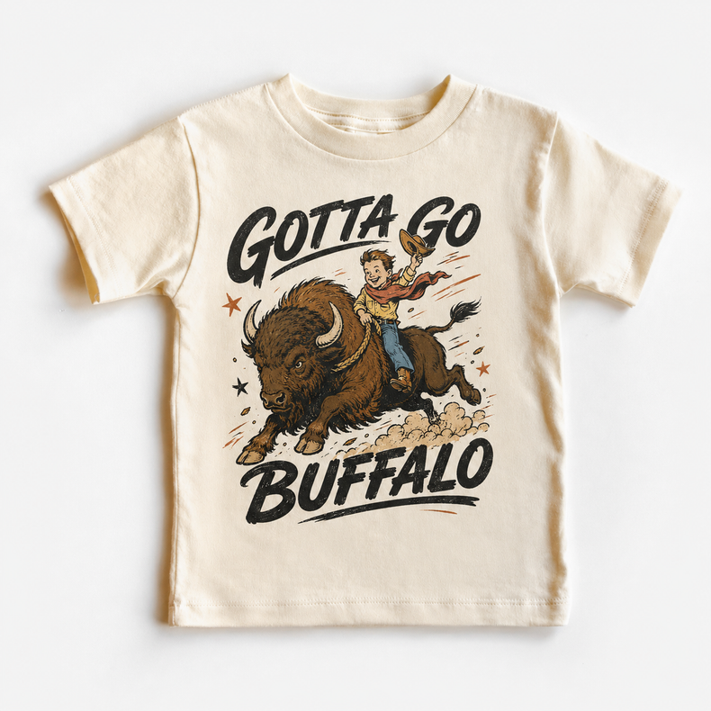 Gotta Go Buffalo Shirt, Funny Kids Western Graphic Tee, Cowboy T-Shirt