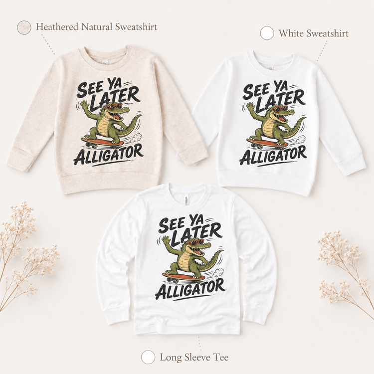 See Ya Later Alligator Shirt, Skateboarding Gator Kids Graphic Tee, Funny T-Shirt