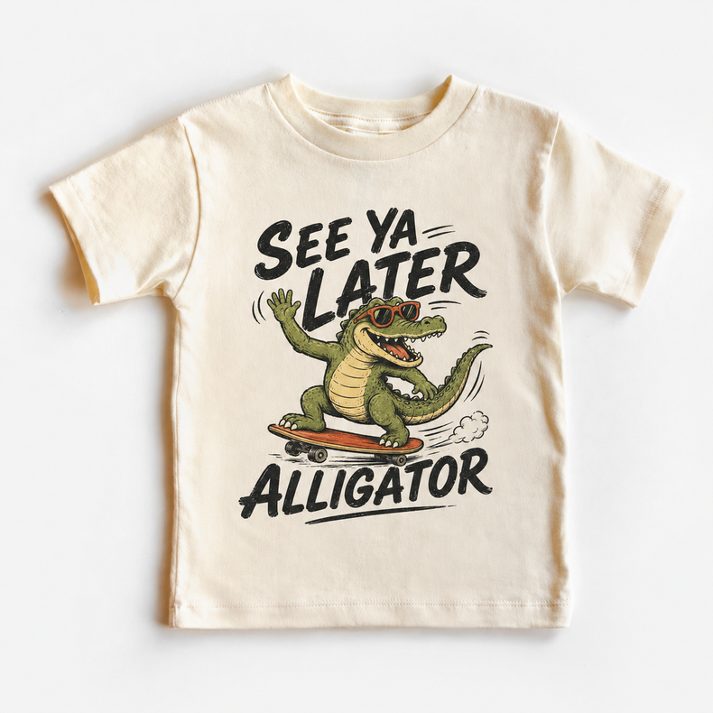 See Ya Later Alligator Shirt, Skateboarding Gator Kids Graphic Tee, Funny T-Shirt