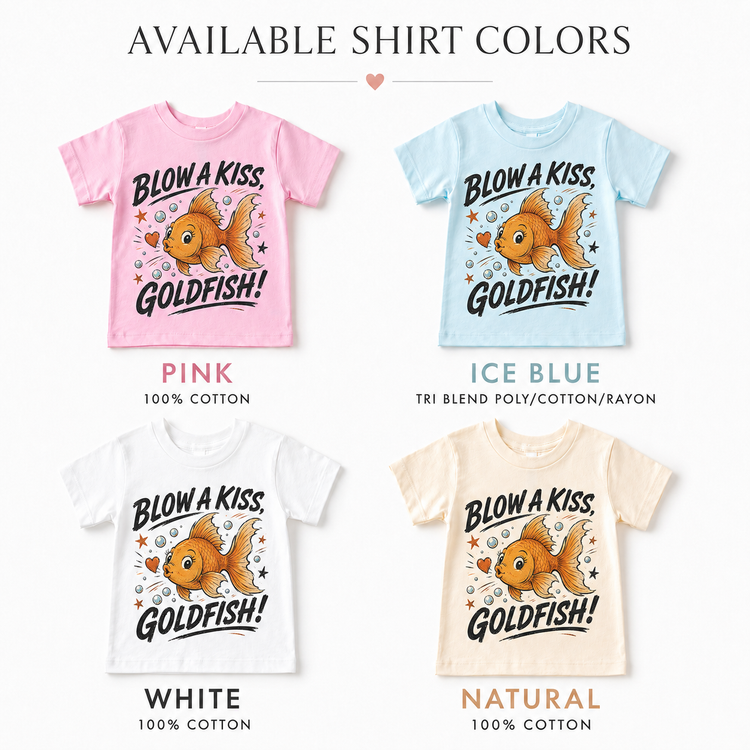 Blow a Kiss Goldfish Shirt, Funny Kids Graphic Tee, Cute Fish T-Shirt