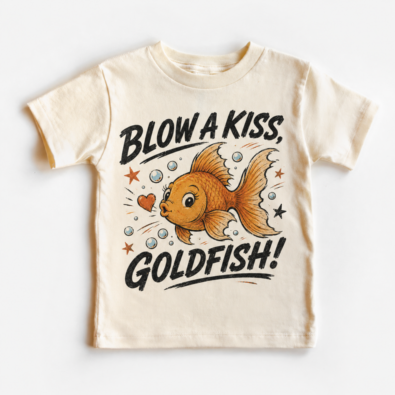 Blow a Kiss Goldfish Shirt, Funny Kids Graphic Tee, Cute Fish T-Shirt
