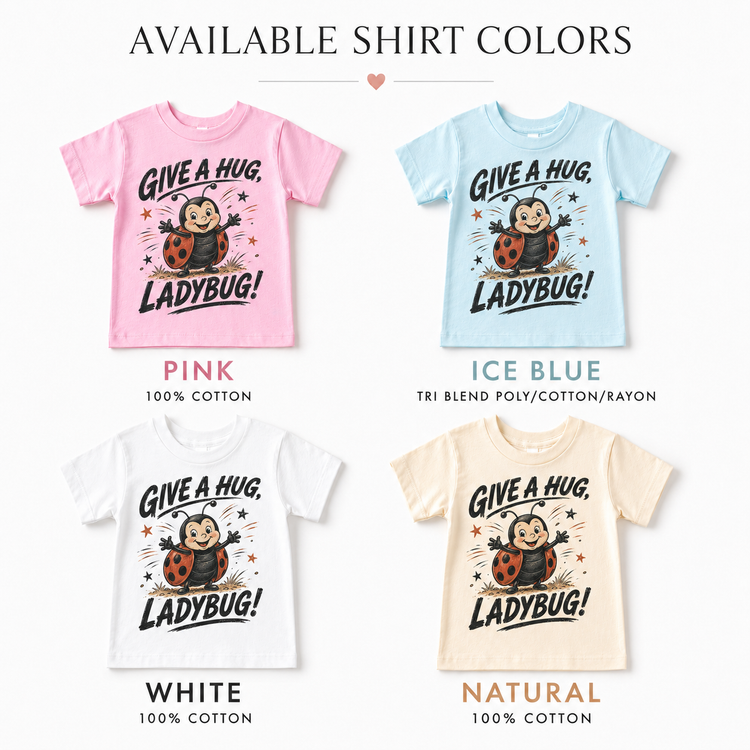 Give a Hug Ladybug Shirt, Cute Kids Graphic Tee, Funny Animal T-Shirt