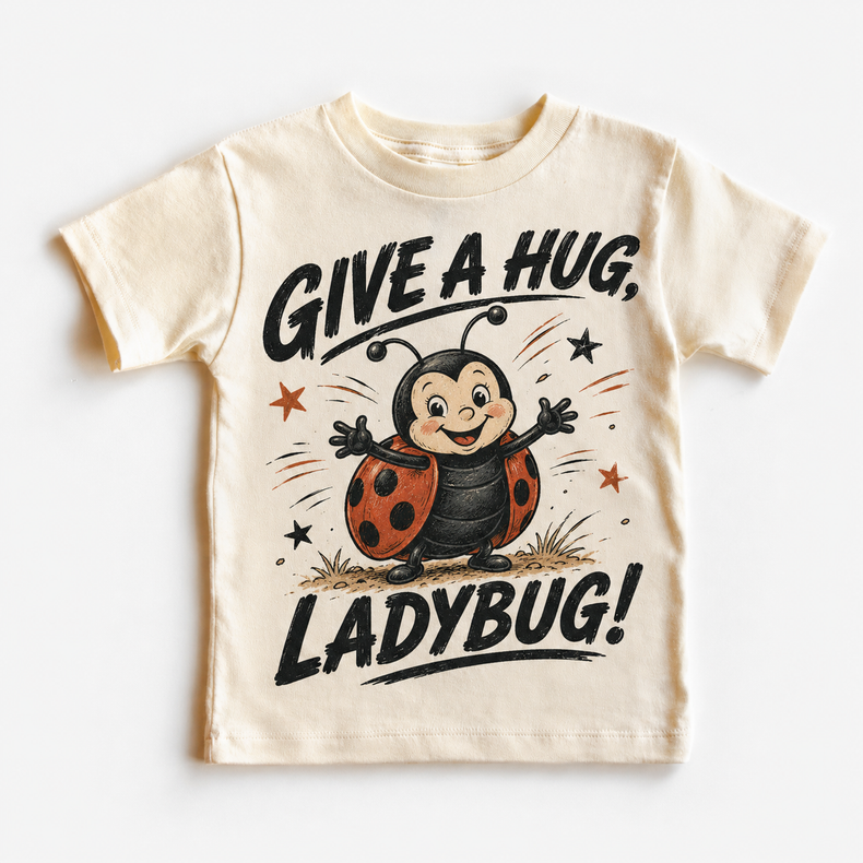 Give a Hug Ladybug Shirt, Cute Kids Graphic Tee, Funny Animal T-Shirt