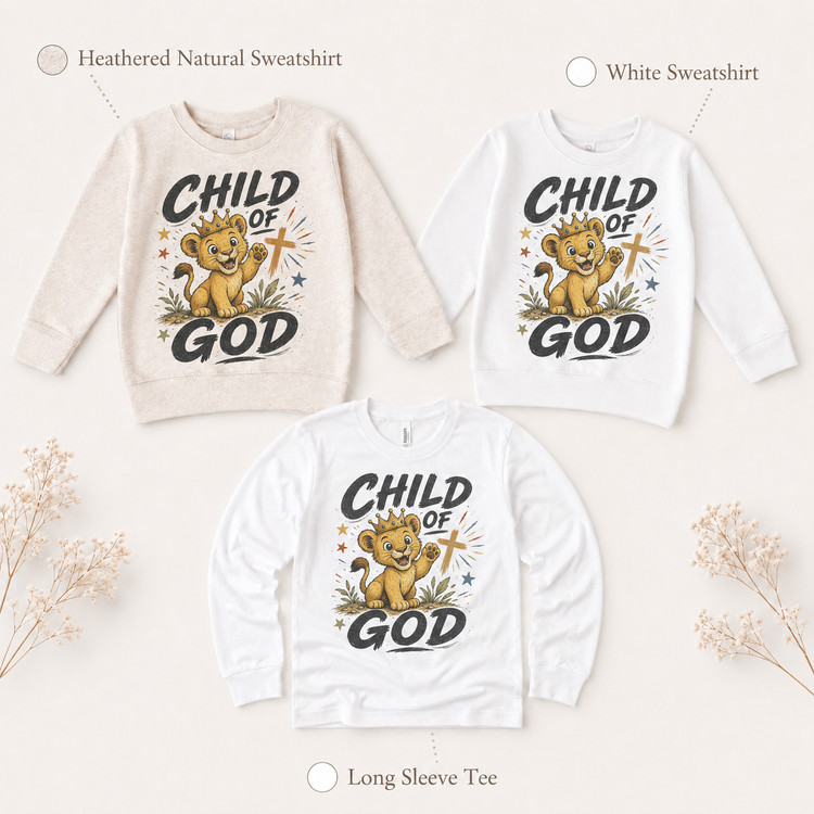 Child of God Kids Shirt, Christian Lion Tee, Faith Toddler T-Shirt, Religious Gift