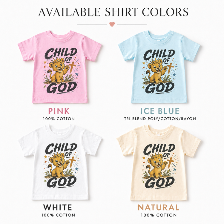 Child of God Kids Shirt, Christian Lion Tee, Faith Toddler T-Shirt, Religious Gift