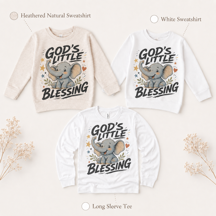 God’s Little Blessing Kids Shirt, Christian Elephant Tee, Faith Toddler T-Shirt, Baby Gift
