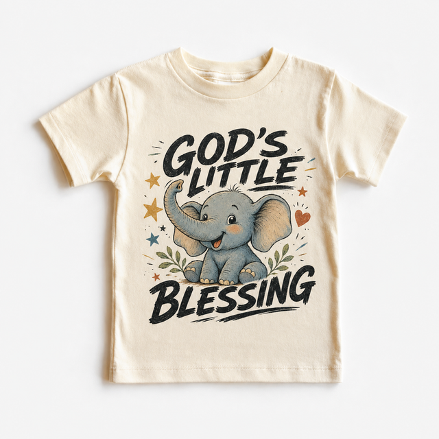 God’s Little Blessing Kids, Christian Elephant, Faith Toddler, Baby Gift graphic T-shirt by Madi Moosh