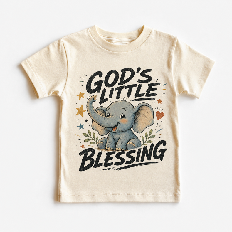 God’s Little Blessing Kids Shirt, Christian Elephant Tee, Faith Toddler T-Shirt, Baby Gift