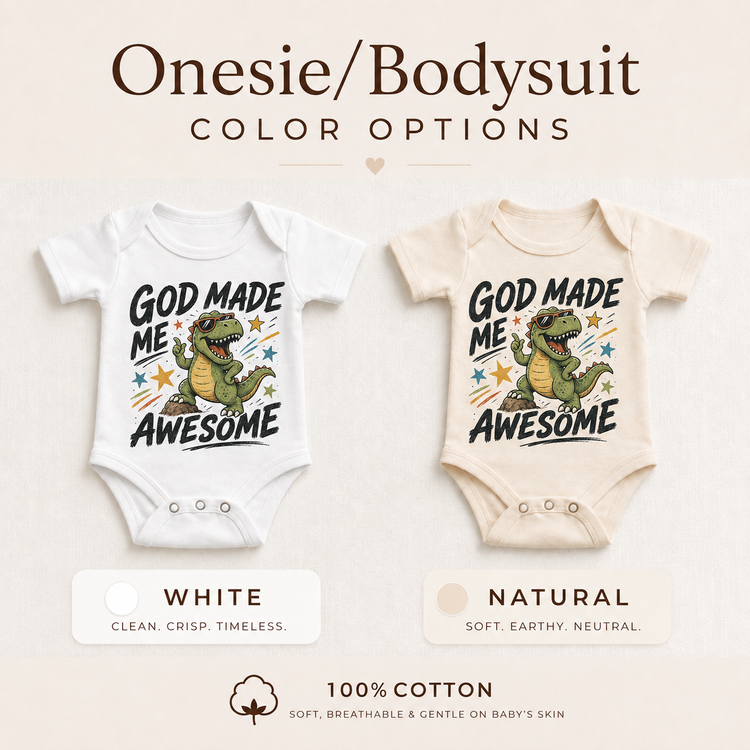 God Made Me Awesome Kids Shirt, Christian Dinosaur Tee, Faith Toddler T-Shirt Gift