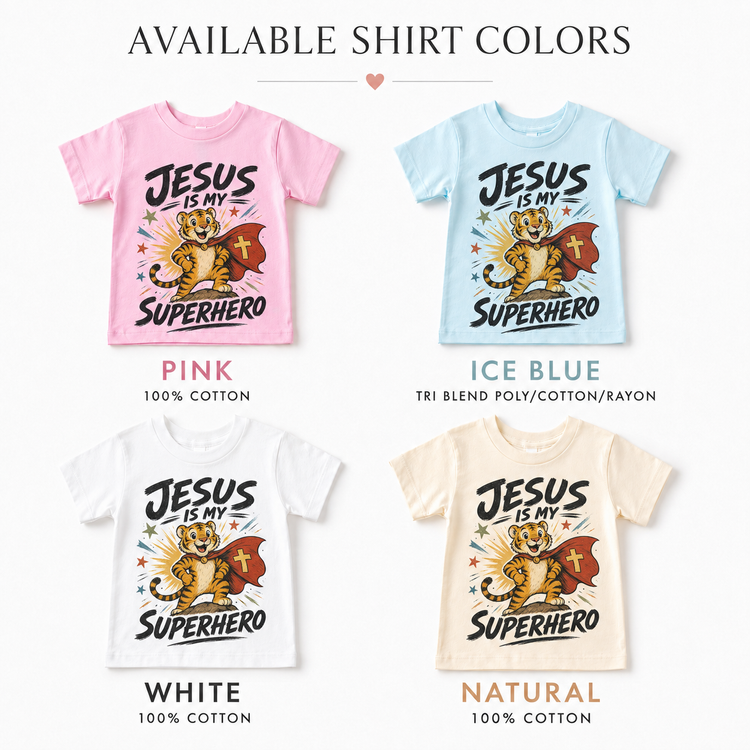 Jesus Is My Superhero Kids Shirt, Christian Tiger Tee, Faith Toddler T-Shirt Gift