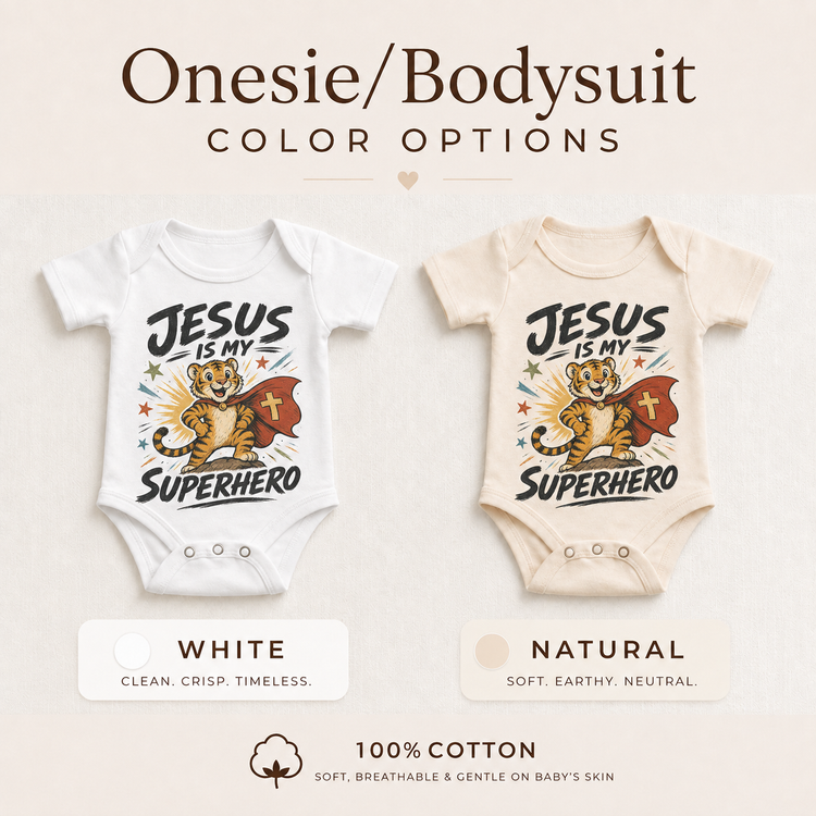 Jesus Is My Superhero Kids Shirt, Christian Tiger Tee, Faith Toddler T-Shirt Gift