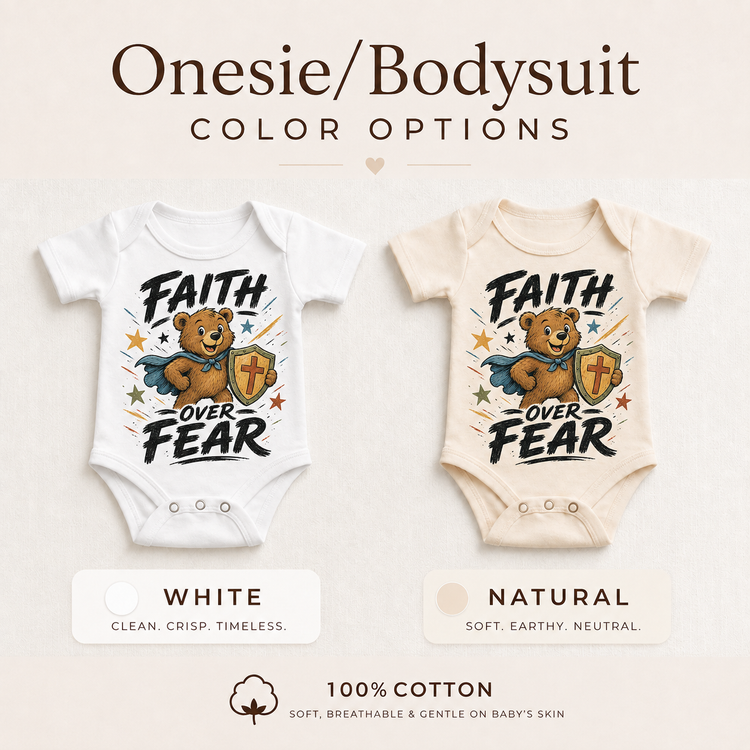 Faith Over Fear Kids Shirt, Christian Bear Superhero Tee, Religious Toddler Gift