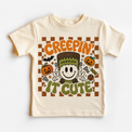 Kids Creepin It Cute Halloween graphic T-shirt by Madi Moosh