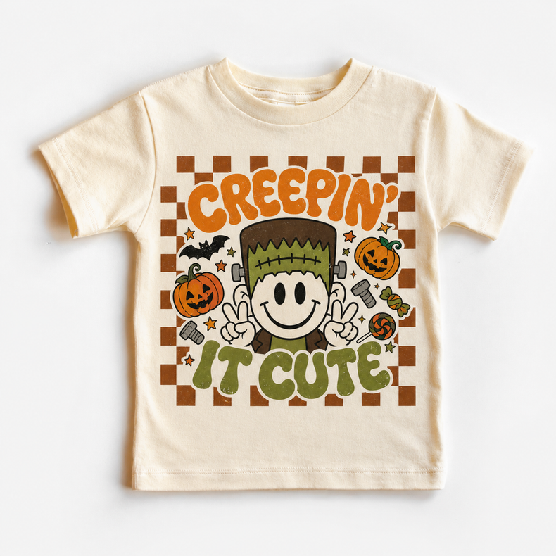 Kids Creepin It Cute Halloween graphic T-shirt by Madi Moosh