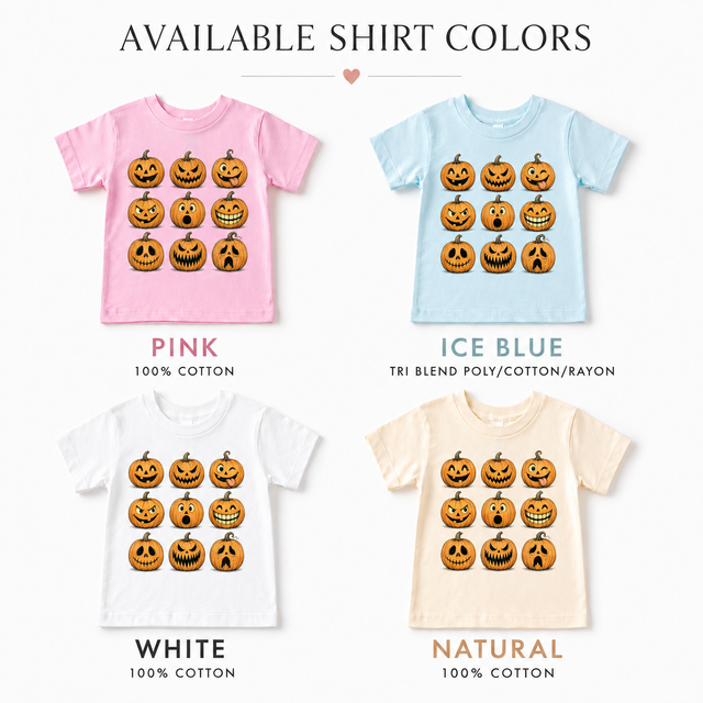 Kids Halloween Pumpkin Faces Graphic Tee – Jack O Lantern Shirt