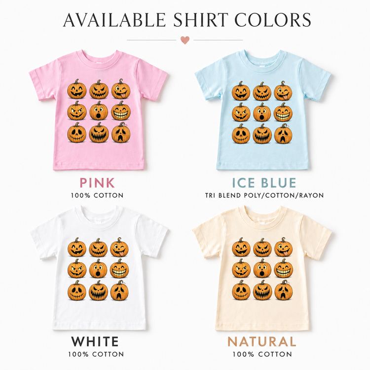 Kids Halloween Pumpkin Faces Graphic Tee – Jack O Lantern Shirt