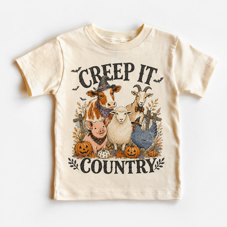 Creep It Country Halloween Shirt, Kids Farm Animal Tee, Pumpkin Barnyard Fall Outfit