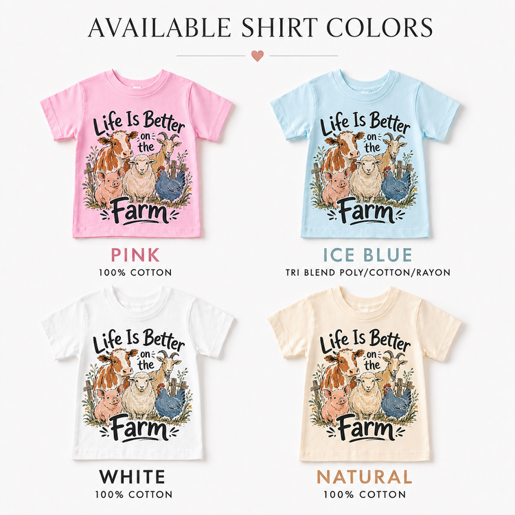 Life Is Better on the Farm Kids Shirt, Farm Animal Barnyard Tee