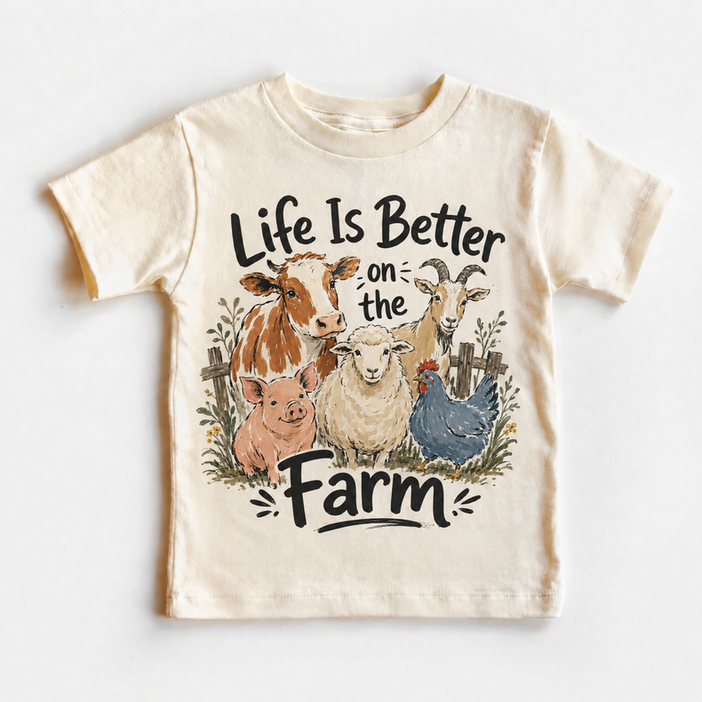 Life Is Better on the Farm Kids Shirt, Farm Animal Barnyard Tee