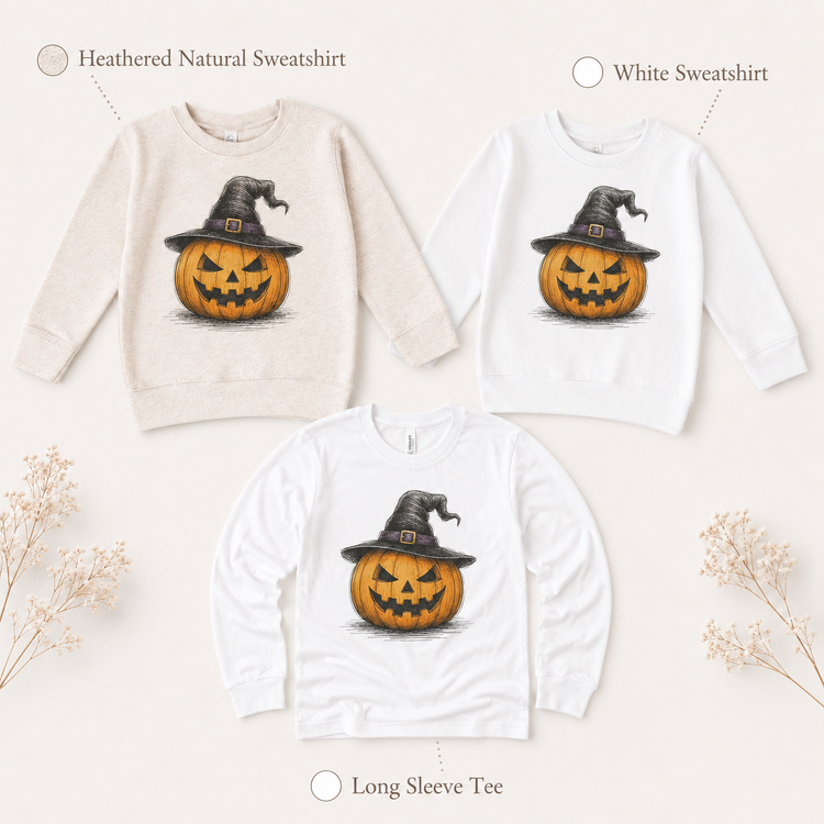 Witch Hat Jack-O’-Lantern Kids Halloween Graphic Tee