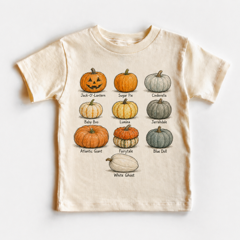 Pumpkin Varieties Kids Fall Graphic Tee - Pumpkin Patch T-Shirt