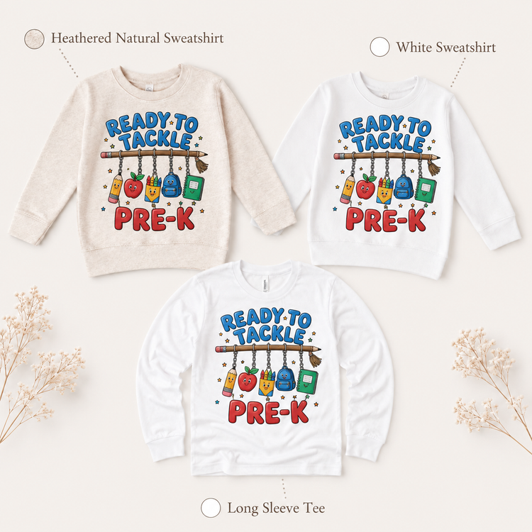 Ready To Tackle Pre-K Fishing Graphic Tee, Fish Back To School Shirt, Boys First Day Of School T-Shirt