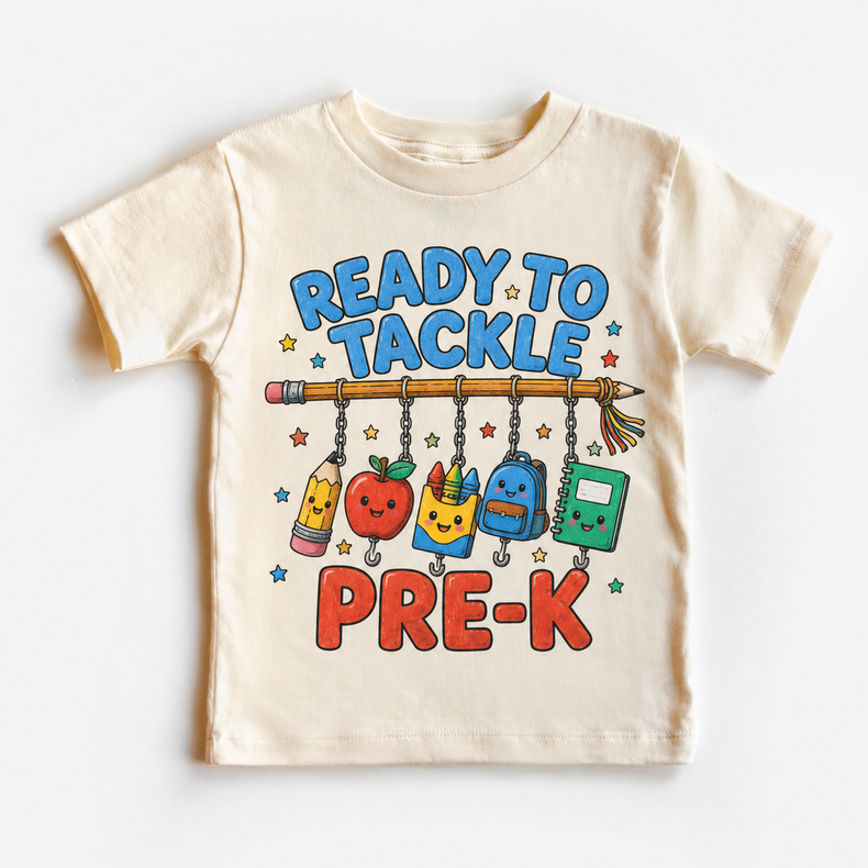 Ready To Tackle Pre-K Fishing Graphic Tee, Fish Back To School Shirt, Boys First Day Of School T-Shirt