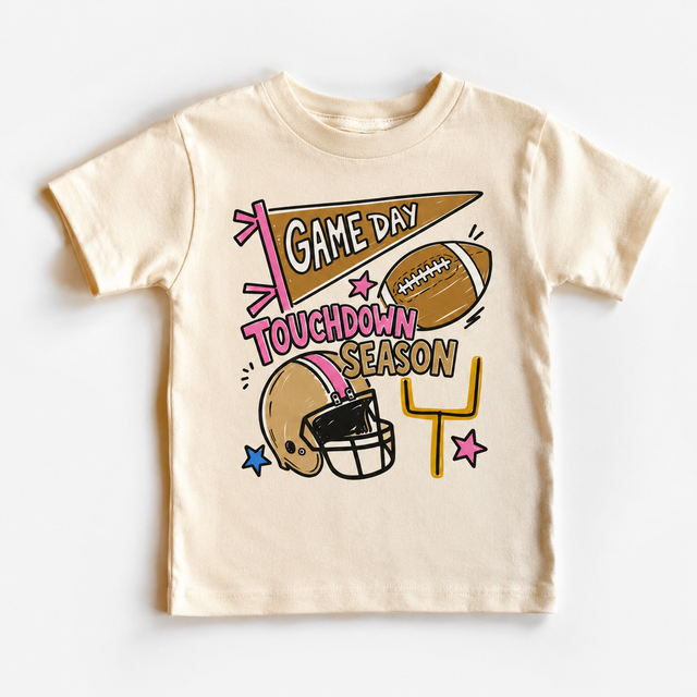 Girls Game Day Touchdown Season Football Retro graphic T-shirt by Madi Moosh