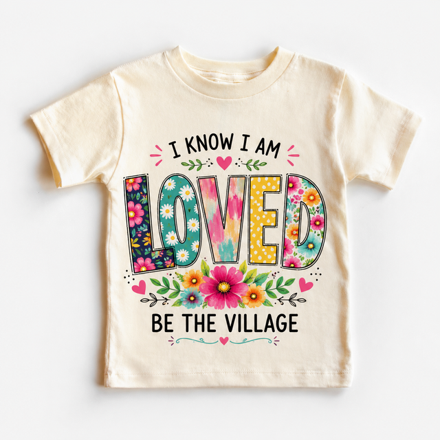 I Know I Am Loved Kids Flower graphic T-shirt by Madi Moosh