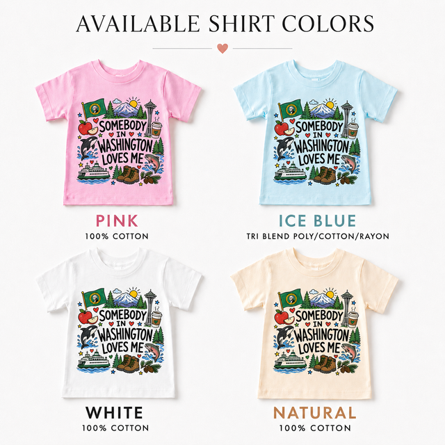 Somebody in Washington Loves Me Kids Graphic Tee – Washington State Souvenir Shirt
