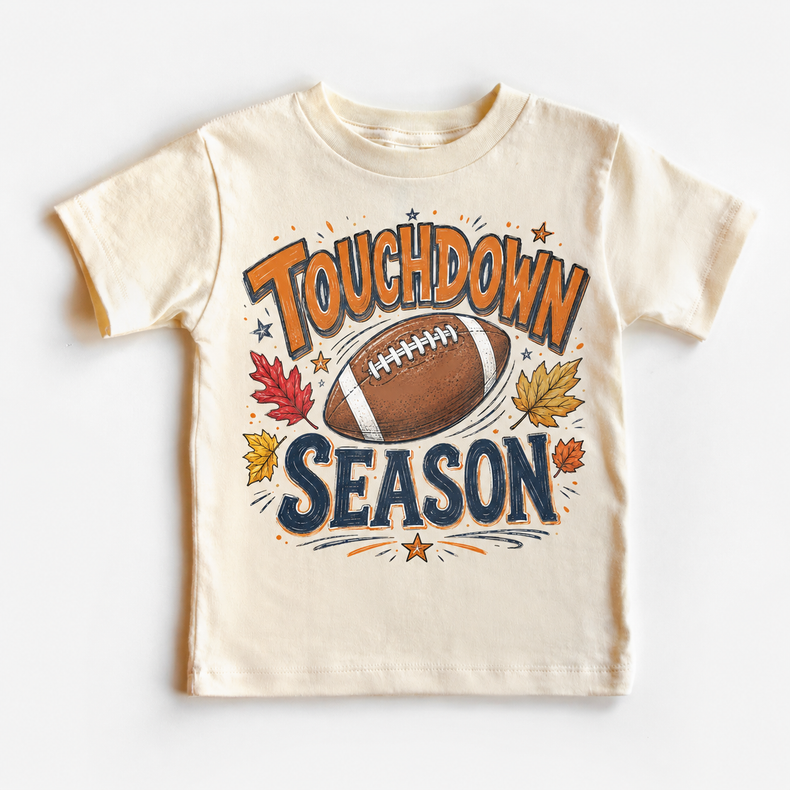 Touchdown Season Kids Football Shirt, Fall Game Day Tee, Boys Sports Graphic Top