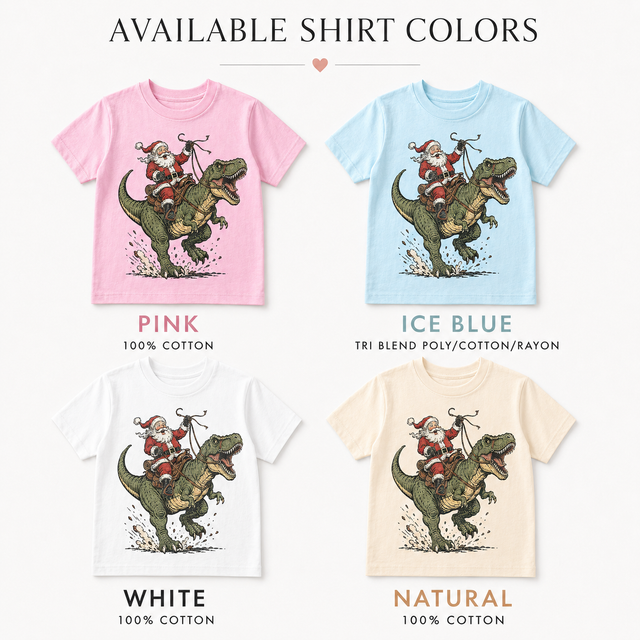 Santa Riding Dinosaur Christmas Shirt, Kids T Rex Holiday Graphic Tee, Boys Festive Top