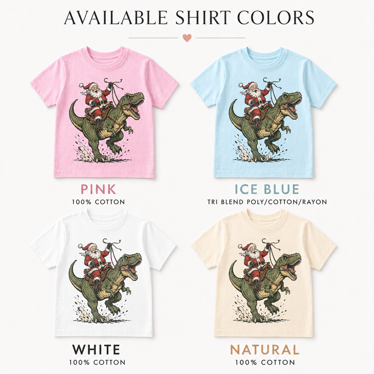 Santa Riding Dinosaur Christmas Shirt, Kids T Rex Holiday Graphic Tee, Boys Festive Top