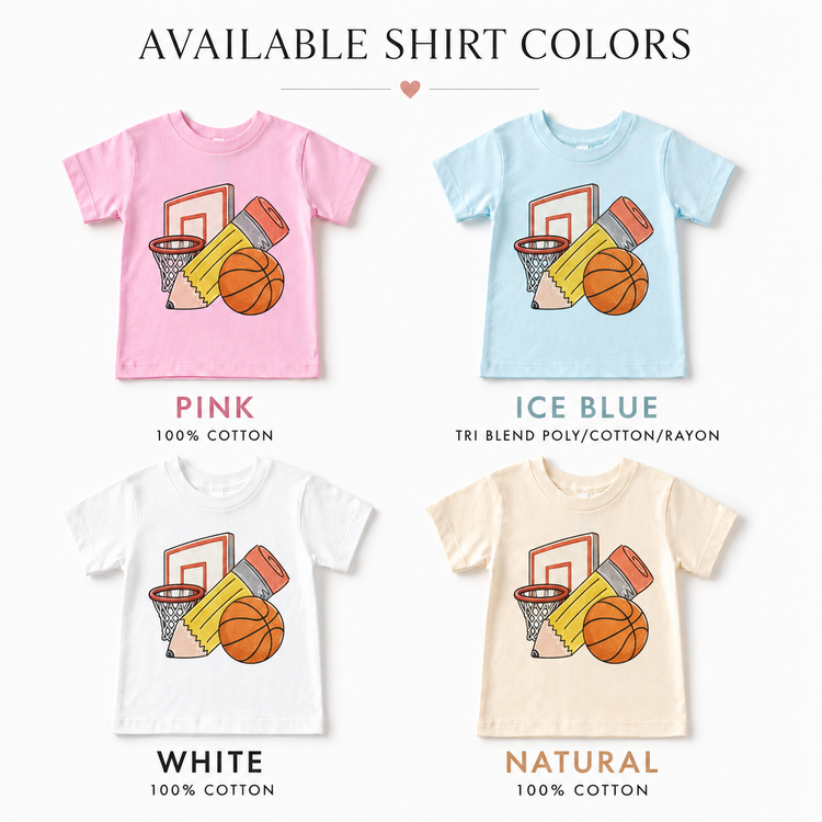 Basketball Back to School Shirt, Boys First Day of School Tee, Kids Sports Pencil Graphic Top