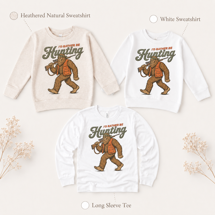 I’d Rather Be Hunting Shirt, Bigfoot Hunter Graphic Tee, Sasquatch Outdoors Gift