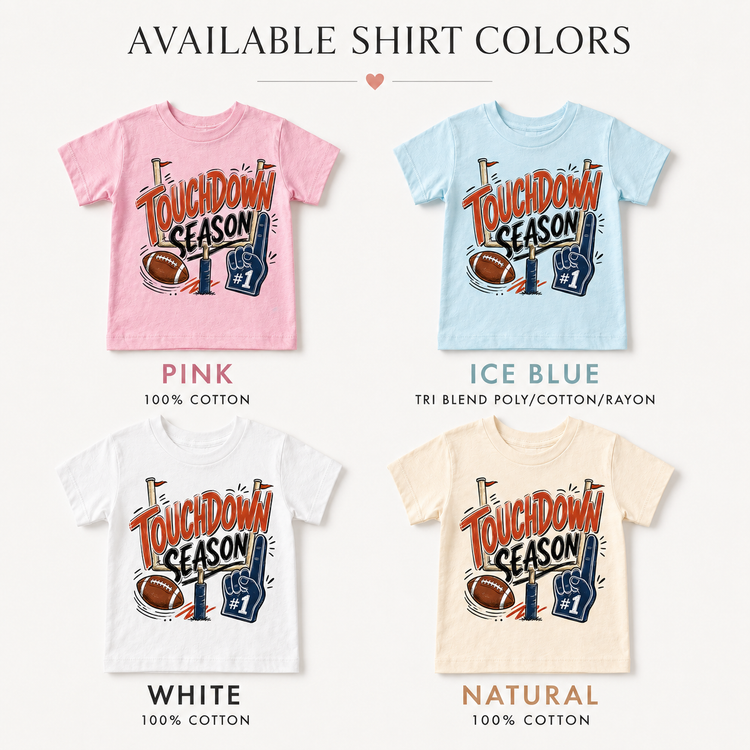 Touchdown Season Kids Football Shirt, Boys Game Day Tee, Fall Sports Graphic Top