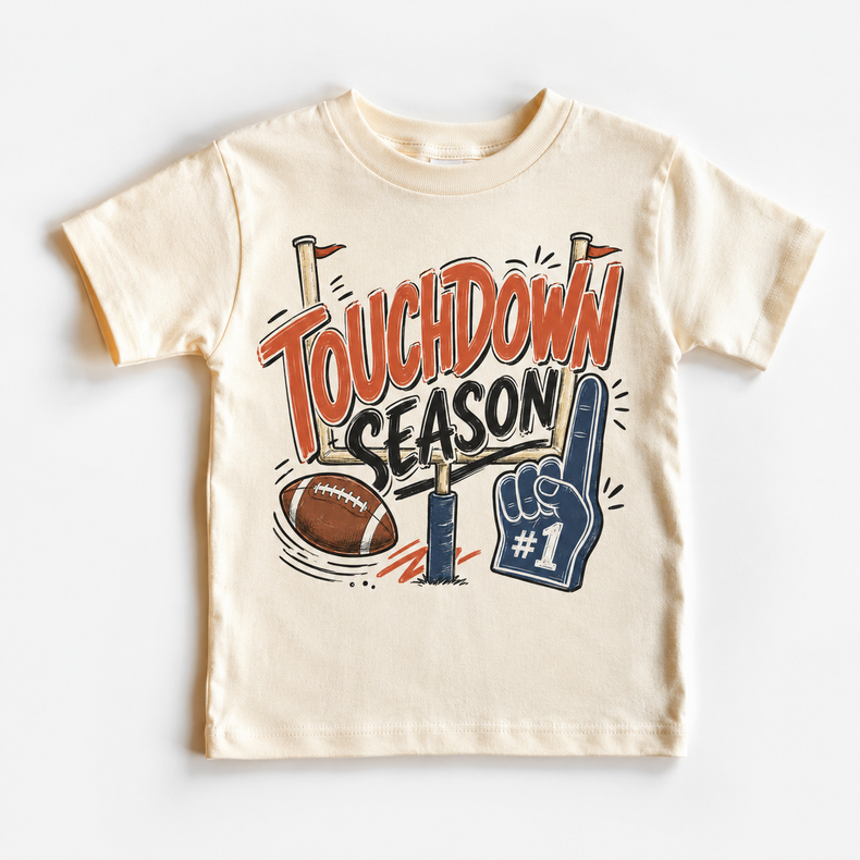 Touchdown Season Kids Football Shirt, Boys Game Day Tee, Fall Sports Graphic Top